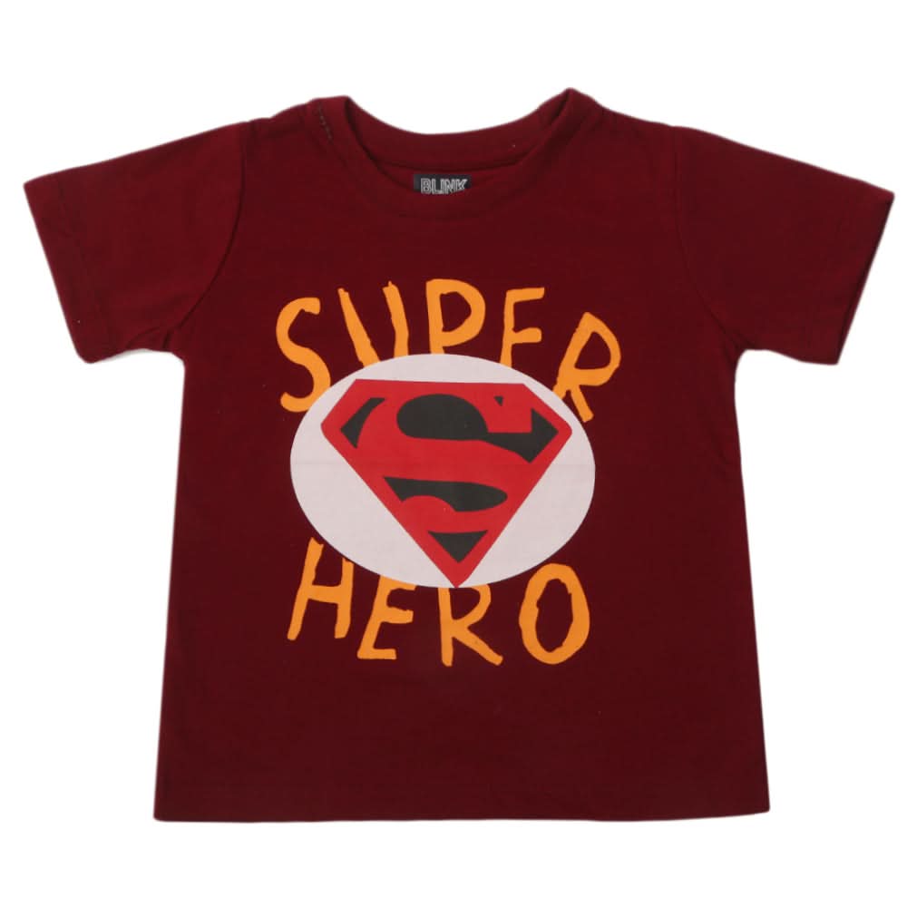 Boys Half Sleeves T-Shirt - Maroon, Boys T-Shirts, Chase Value, Chase Value