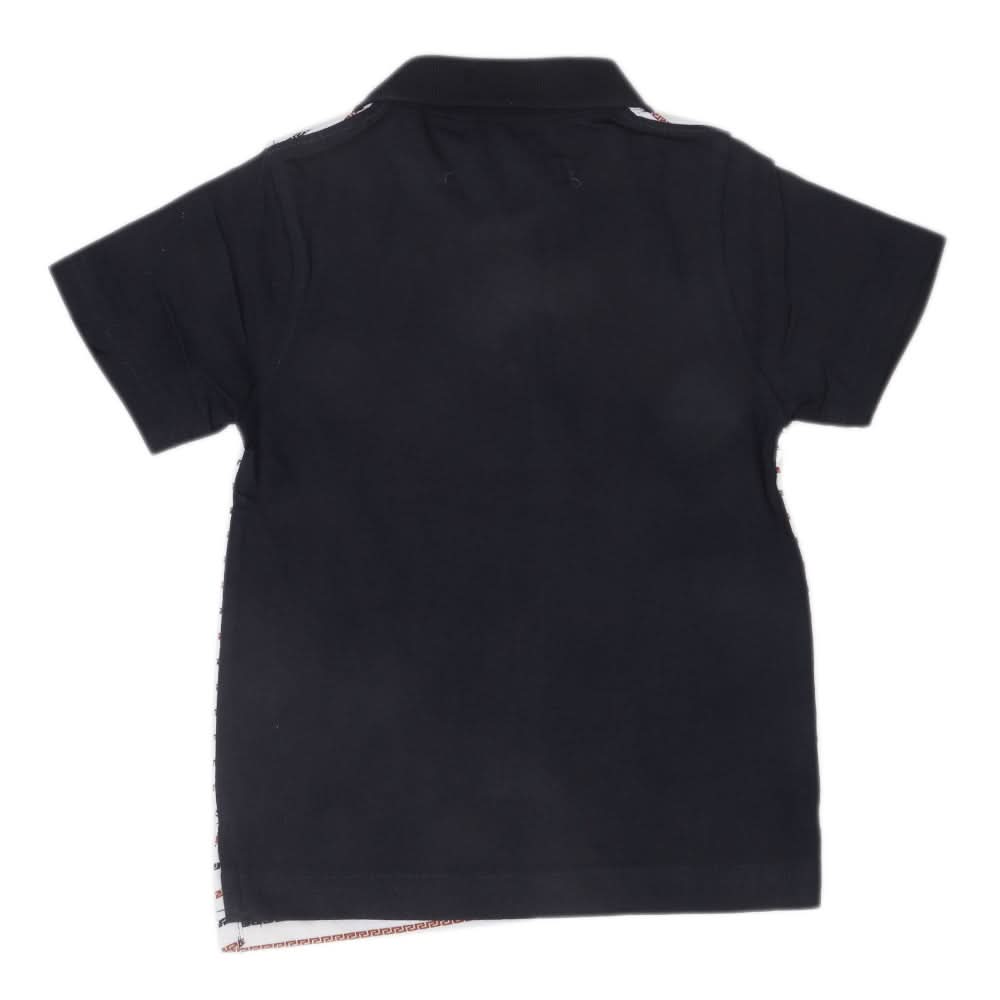 Boys Polo Half Sleeves T-Shirt - White & Navy Blue, Kids, Boys T-Shirts, Chase Value, Chase Value