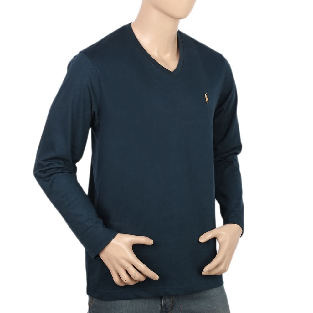 Men's Full Sleeves V Neck T-Shirt - Sea Green, Men, T-Shirts And Polos, Chase Value, Chase Value