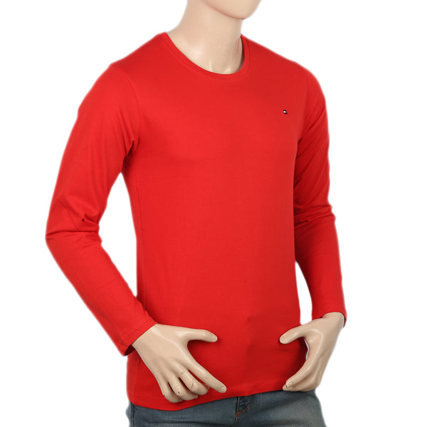 Men's Full Sleeves Round Neck T-Shirt - Red, Men, T-Shirts And Polos, Chase Value, Chase Value