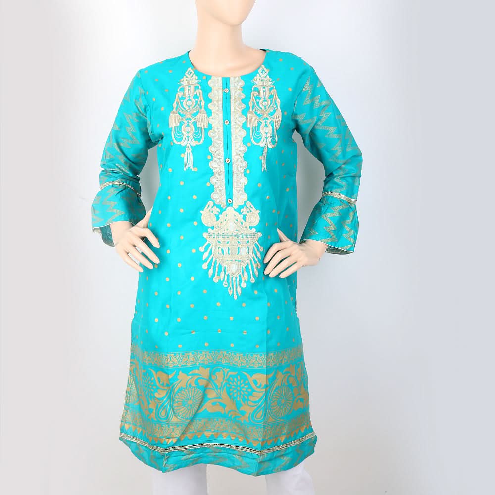 Women's Embroidered Kurti - Sea Green, Women, Ready Kurtis, Chase Value, Chase Value