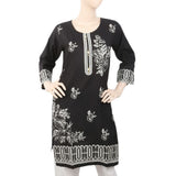 Women's Front Button Embroidered Kurti - Black, Women, Ready Kurtis, Chase Value, Chase Value