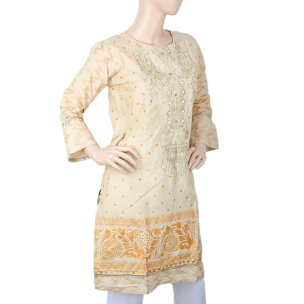 Women's Embroidered Kurti - Fawn, Women, Ready Kurtis, Chase Value, Chase Value