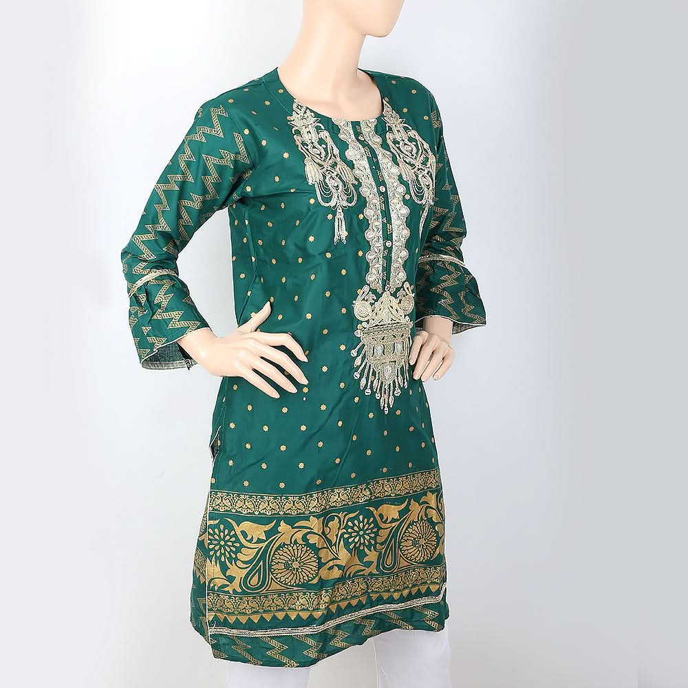 Women's Embroidered Kurti - Green, Women, Ready Kurtis, Chase Value, Chase Value