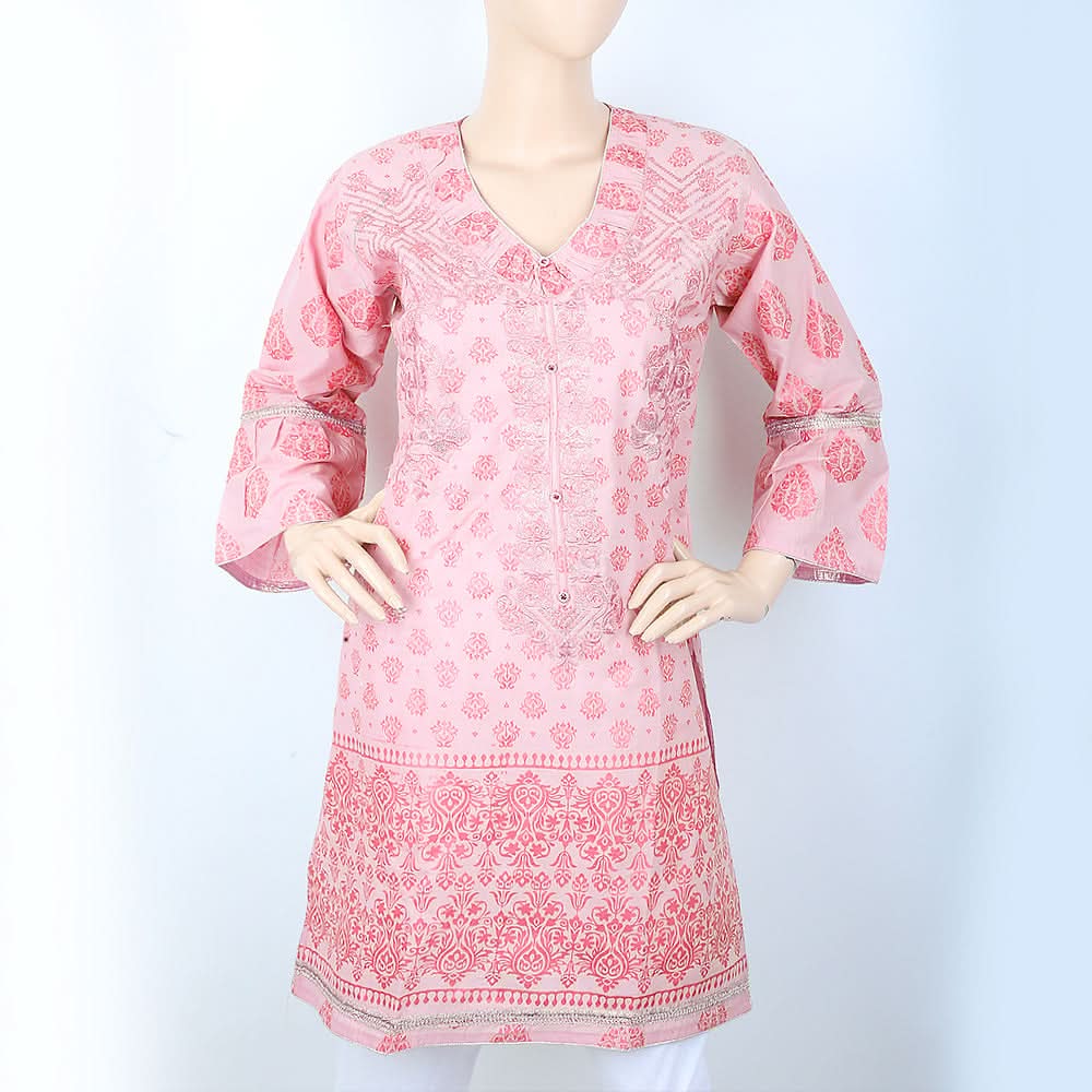 Women's Embroidered Kurti - Pink, Women, Ready Kurtis, Chase Value, Chase Value