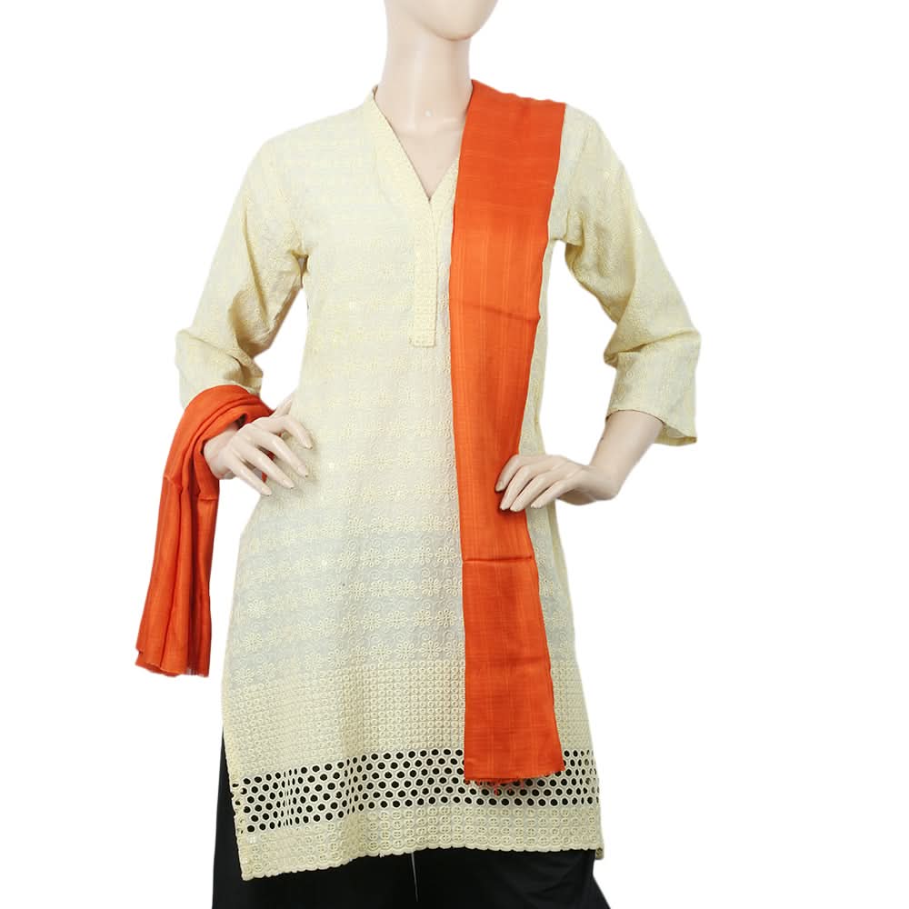 Women's Cotton Self Design Dupatta - Orange, Women, Dupatta, Chase Value, Chase Value