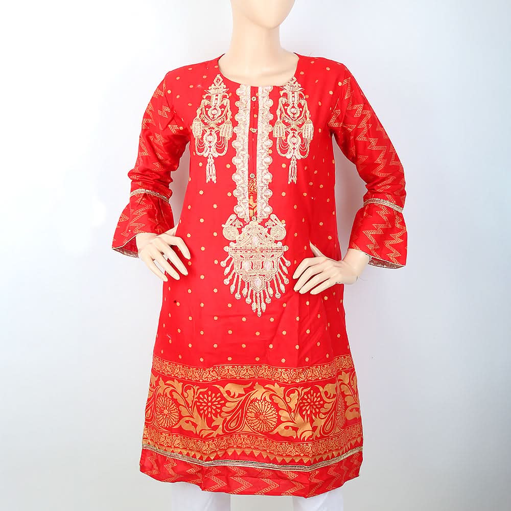 Women's Embroidered Kurti - Red, Women, Ready Kurtis, Chase Value, Chase Value