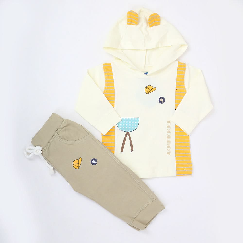 Newborn Boys Full Sleeves Hooded Suit - Fawn, Kids, NB Boys Sets And Suits, Chase Value, Chase Value