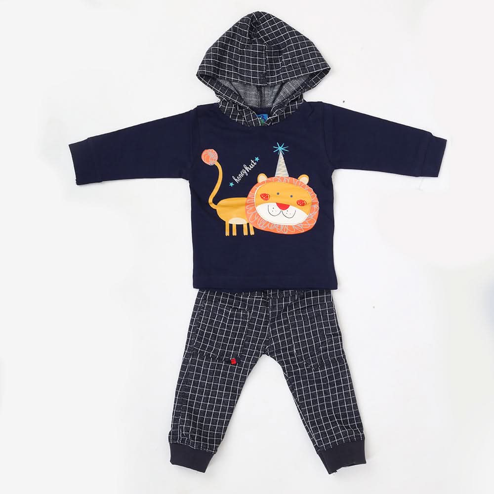 Newborn Boys Full Sleeves Hooded Suit - Navy Blue, Kids, NB Boys Sets And Suits, Chase Value, Chase Value