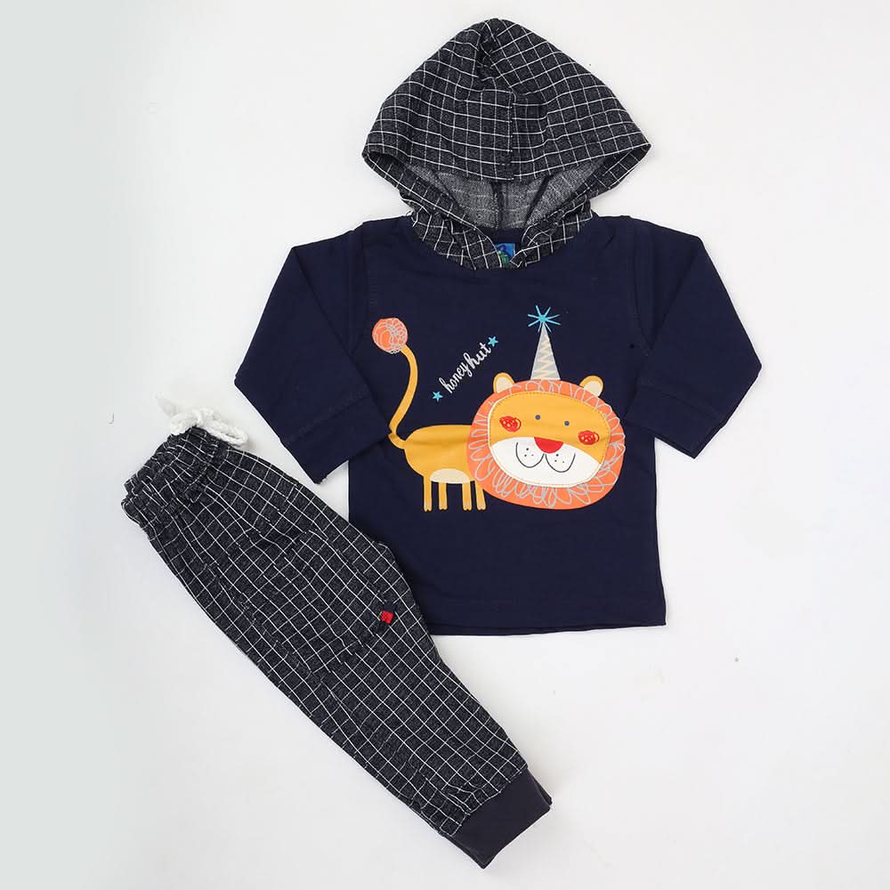 Newborn Boys Full Sleeves Hooded Suit - Navy Blue, Kids, NB Boys Sets And Suits, Chase Value, Chase Value