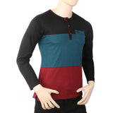 Men's Full Sleeves Henley 3 Panel Pocket T-Shirt - Black, Men, T-Shirts And Polos, Chase Value, Chase Value
