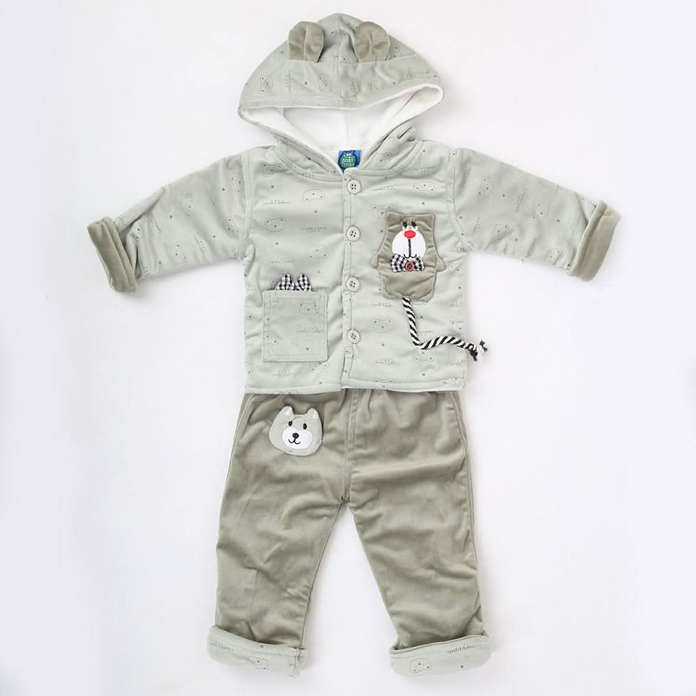 Newborn Boys Full Sleeves Hooded Suit - Green, Kids, NB Boys Sets And Suits, Chase Value, Chase Value