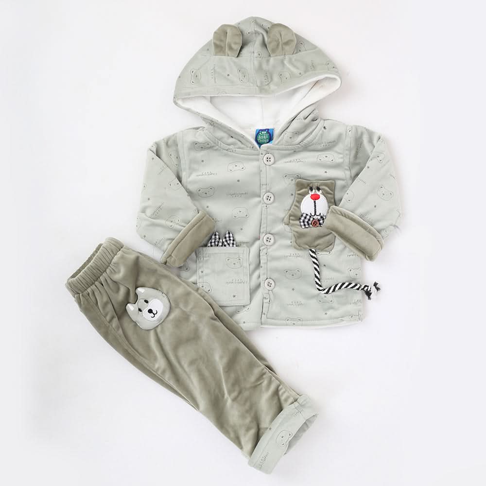 Newborn Boys Full Sleeves Hooded Suit - Green, Kids, NB Boys Sets And Suits, Chase Value, Chase Value