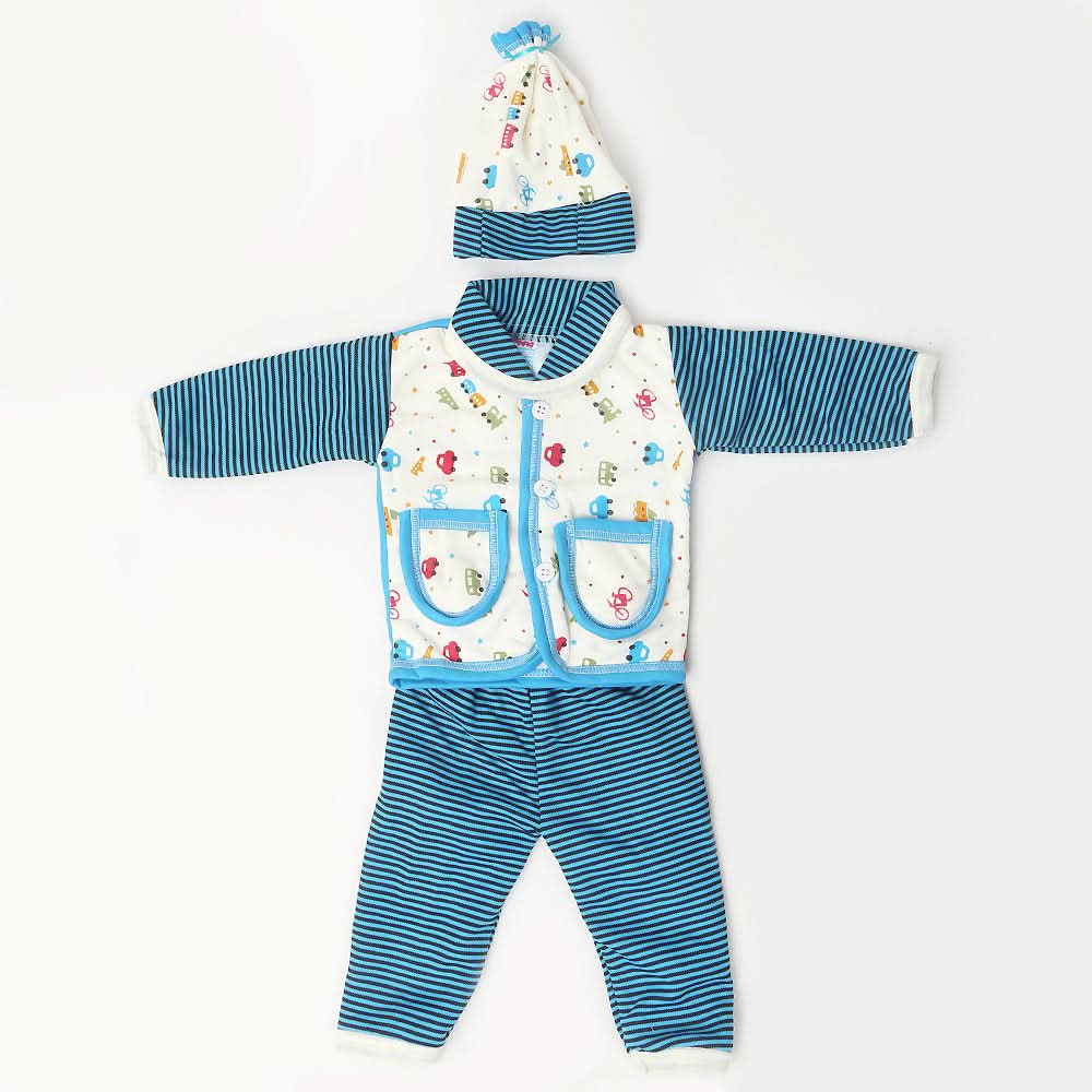 Newborn Boys Full Sleeves 4 Piece Suit - Blue, Kids, NB Boys Sets And Suits, Chase Value, Chase Value