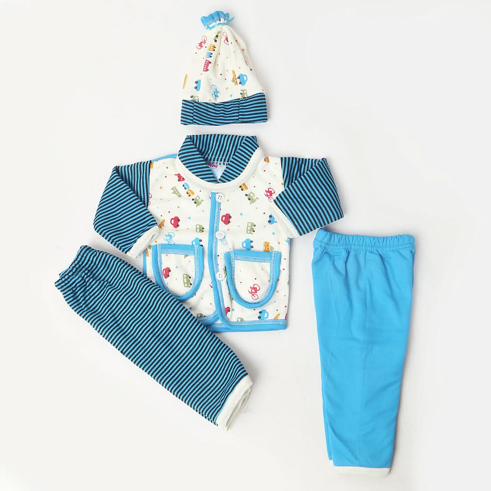 Newborn Boys Full Sleeves 4 Piece Suit - Blue, Kids, NB Boys Sets And Suits, Chase Value, Chase Value