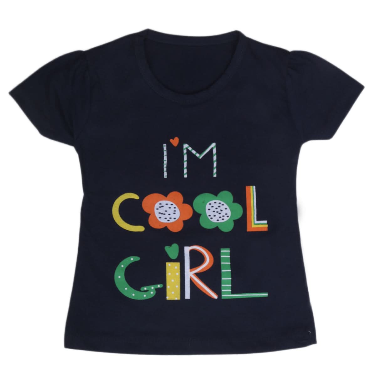 Girls Half Sleeves T-Shirt 9048 - Navy Blue, Kids, Girls T-Shirts, Chase Value, Chase Value