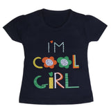 Girls Half Sleeves T-Shirt 9048 - Navy Blue, Kids, Girls T-Shirts, Chase Value, Chase Value