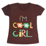 Girls Half Sleeves T-Shirt 9048 - Dark Brown, Kids, Girls T-Shirts, Chase Value, Chase Value