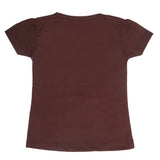 Girls Half Sleeves T-Shirt 9048 - Dark Brown, Kids, Girls T-Shirts, Chase Value, Chase Value