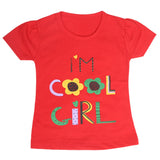 Girls Half Sleeves T-Shirt 9048 - Red, Kids, Girls T-Shirts, Chase Value, Chase Value