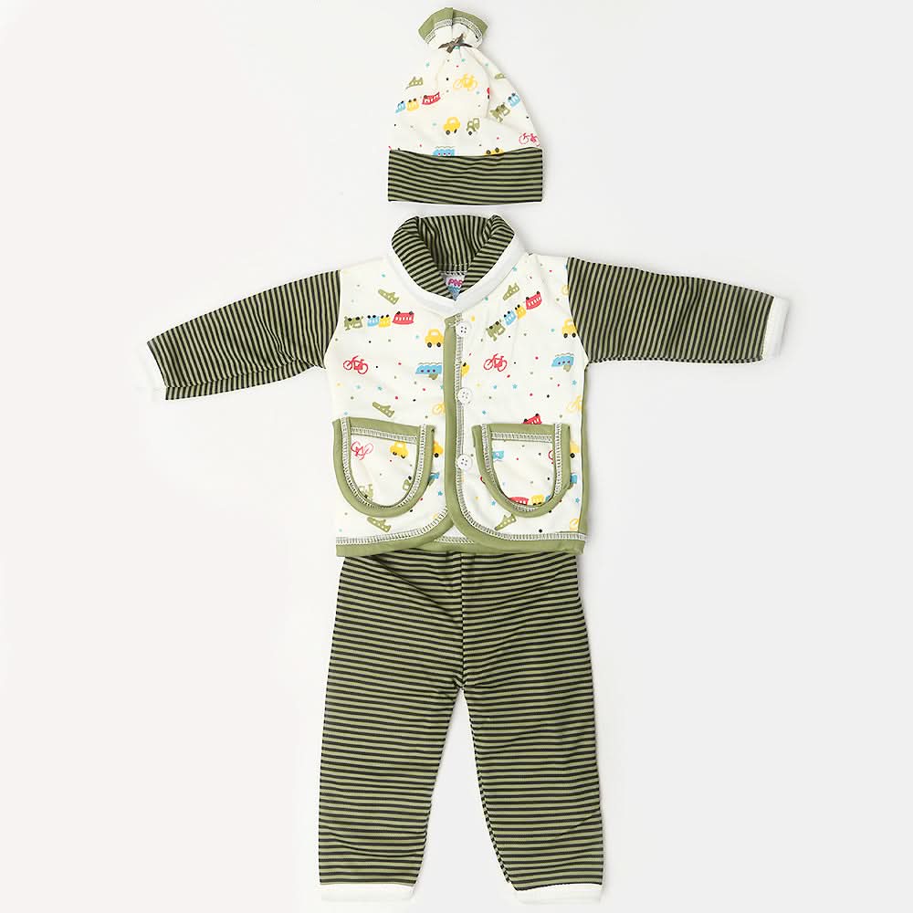 Newborn Boys Full Sleeves 4 Piece Suit - Green, Kids, NB Boys Sets And Suits, Chase Value, Chase Value