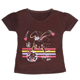 Girls Half Sleeves T-Shirt 9052 - Dark Brown, Kids, Girls T-Shirts, Chase Value, Chase Value