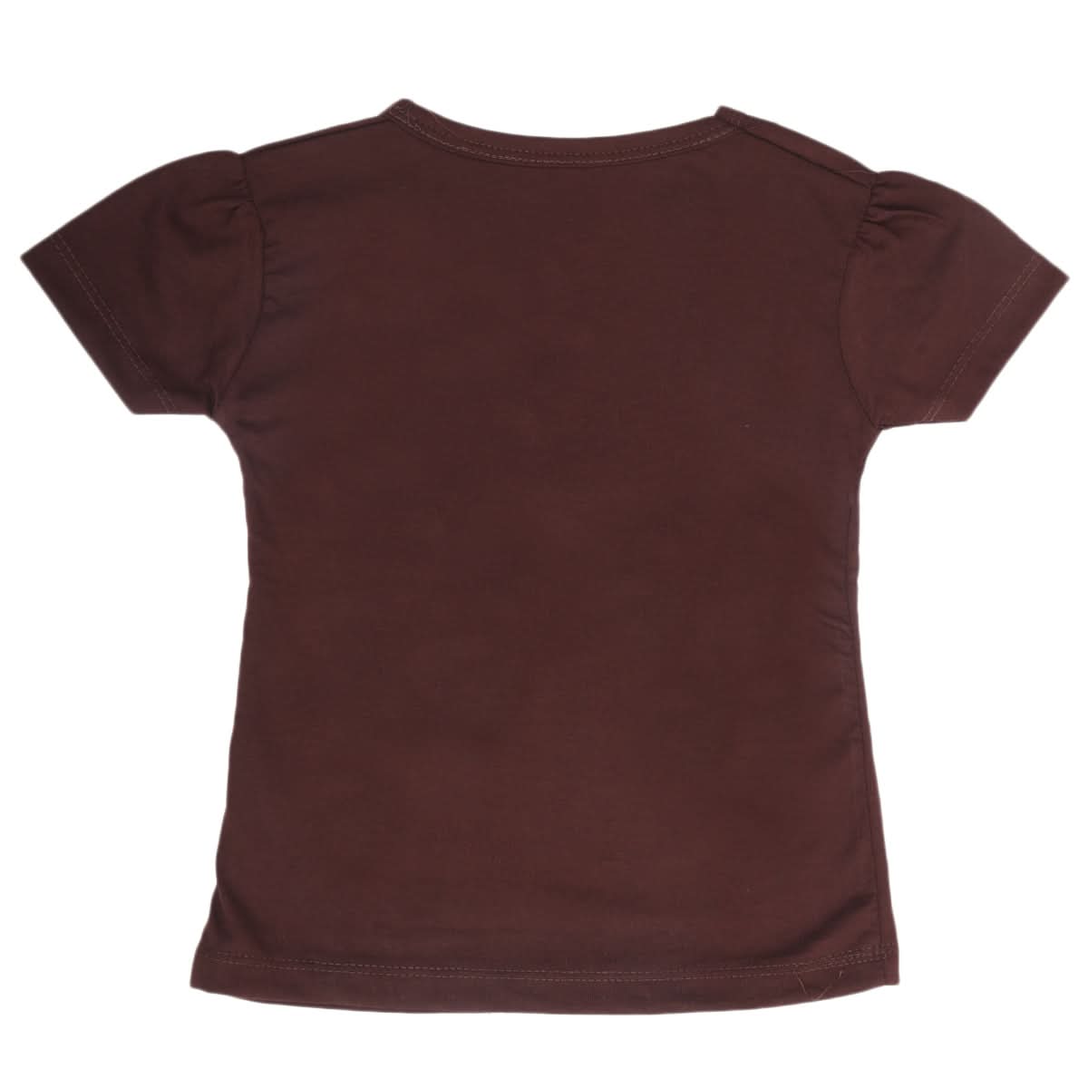 Girls Half Sleeves T-Shirt 9052 - Dark Brown, Kids, Girls T-Shirts, Chase Value, Chase Value