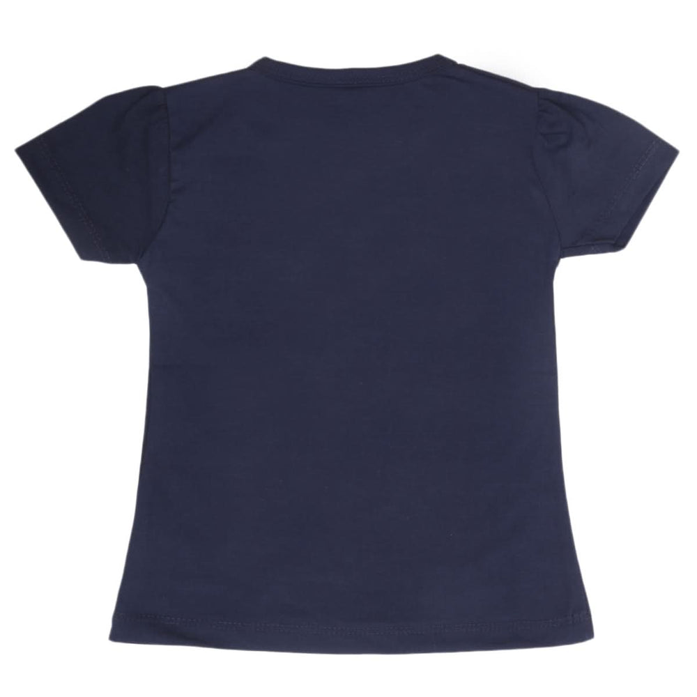 Girls Half Sleeves T-Shirt 9052 - Navy Blue, Kids, Girls T-Shirts, Chase Value, Chase Value