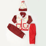 Newborn Boys Full Sleeves 4 Piece Suit - Red, Kids, NB Boys Sets And Suits, Chase Value, Chase Value