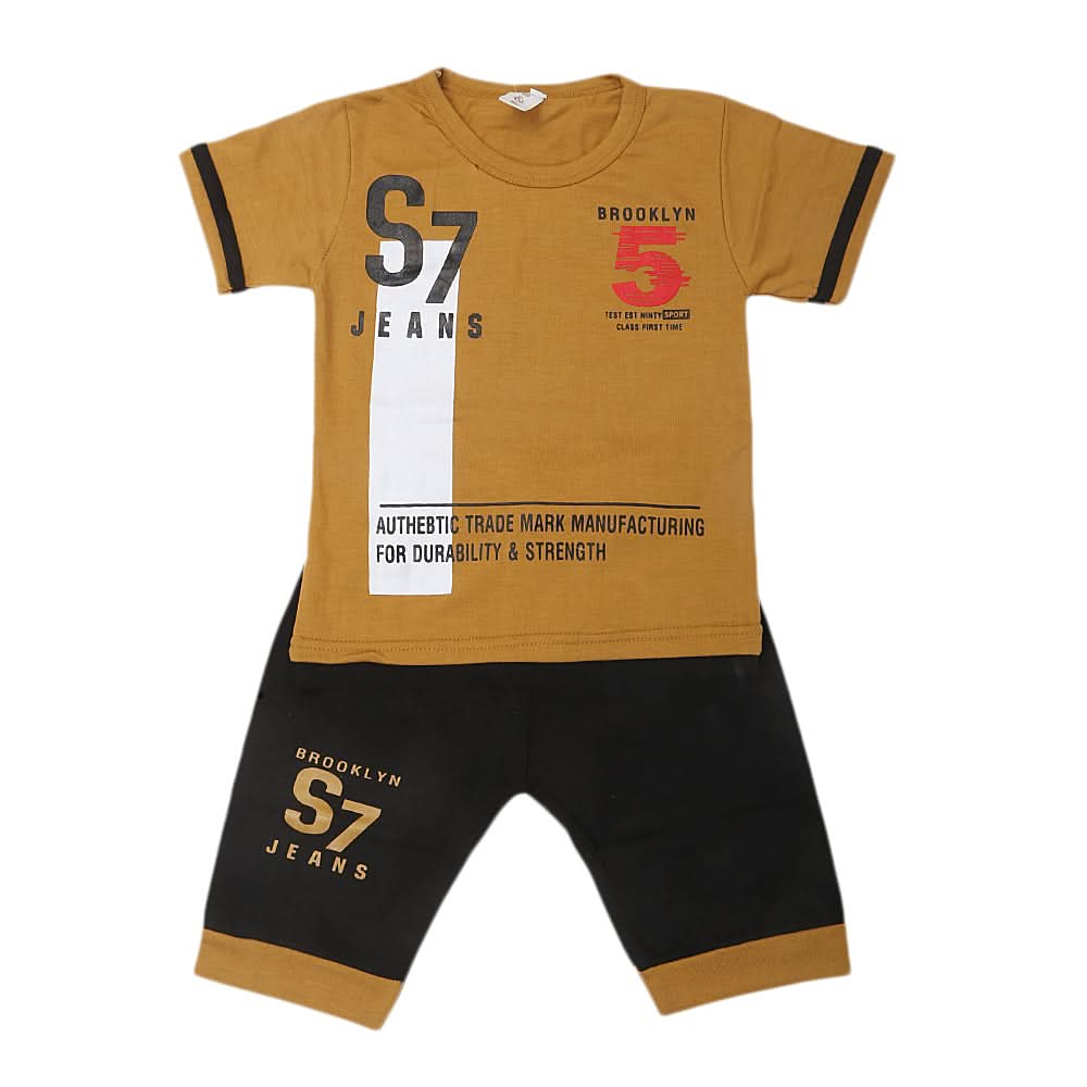 Boys Half Sleeves Suit  CVC-07 - Brown, Kids, Boys Sets And Suits, Chase Value, Chase Value