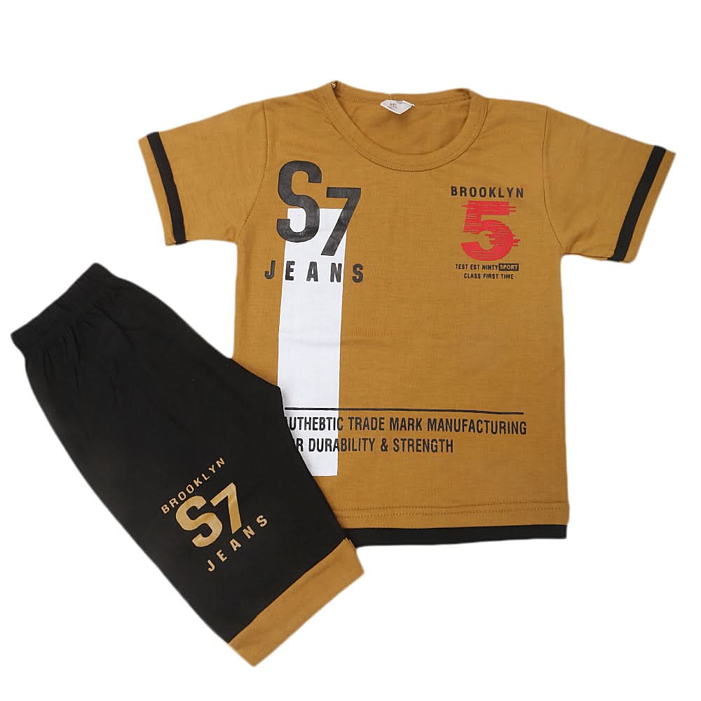 Boys Half Sleeves Suit  CVC-07 - Brown, Kids, Boys Sets And Suits, Chase Value, Chase Value