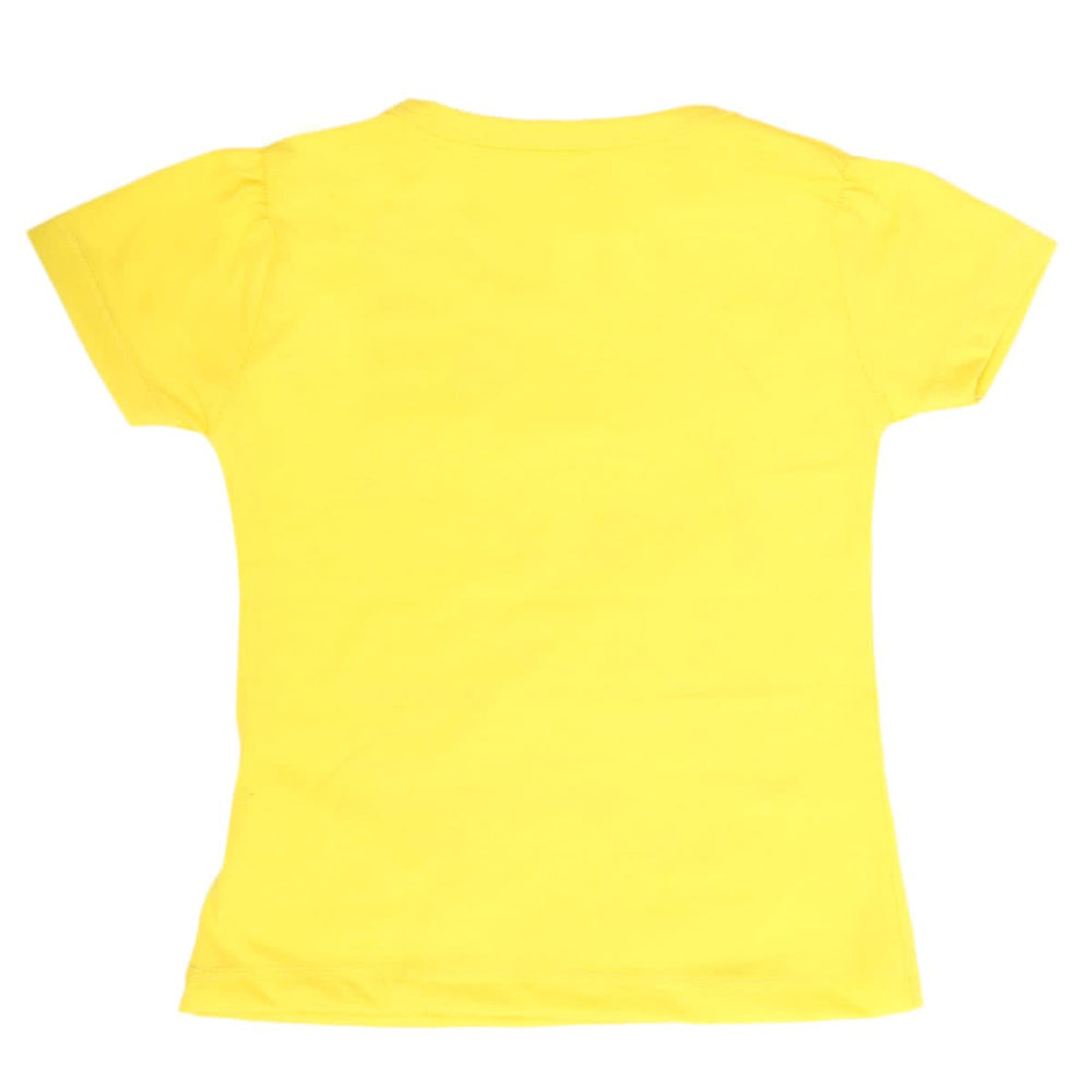 Girls Half Sleeves T-Shirt 9052 - Yellow, Kids, Girls T-Shirts, Chase Value, Chase Value