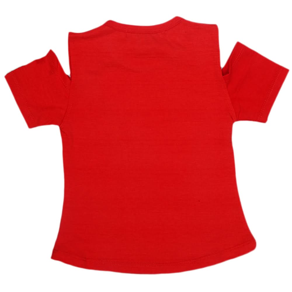 Girls Fancy Embroidered T-Shirt - Red, Kids, Girls T-Shirts, Chase Value, Chase Value