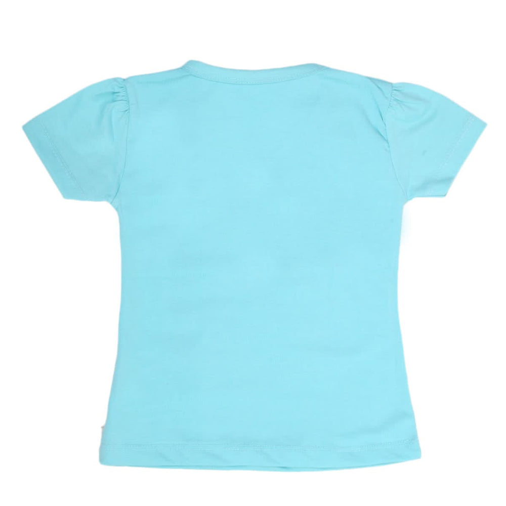 Girls Half Sleeves T-Shirt 9054 - Cyan, Kids, Girls T-Shirts, Chase Value, Chase Value