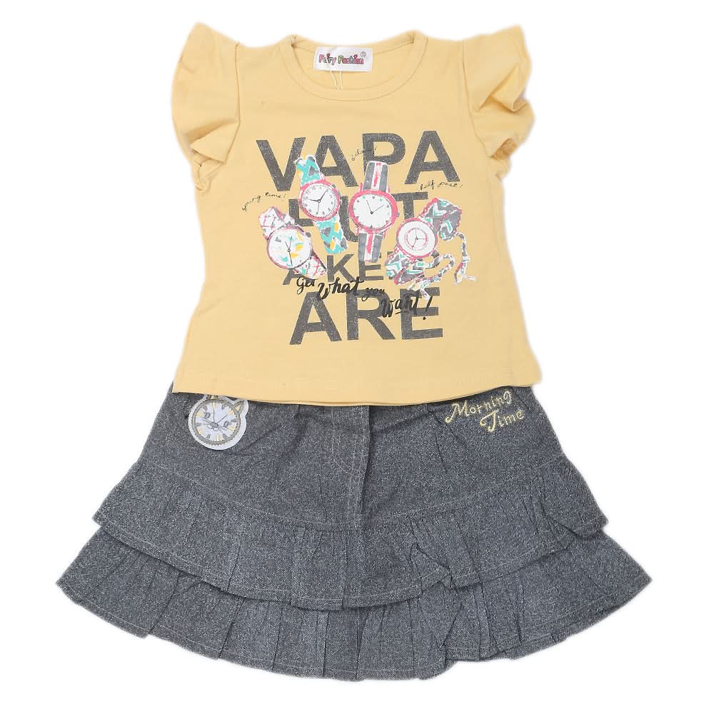 Girls Skirt Suit - Yellow, Kids, Girls Sets And Suits, Chase Value, Chase Value