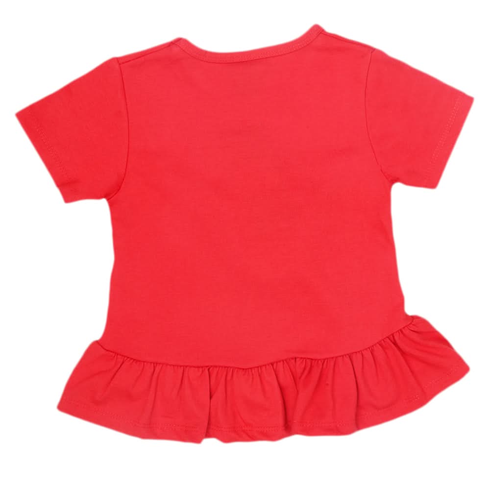 Girls Fancy Embroidered T-Shirt - Red, Kids, Girls T-Shirts, Chase Value, Chase Value