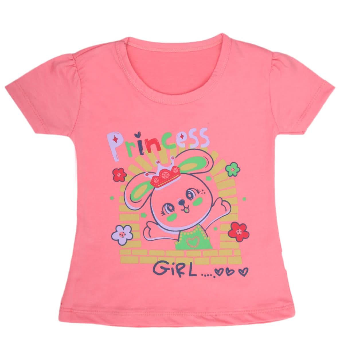 Girls Half Sleeves T-Shirt 9054 - Pink, Kids, Girls T-Shirts, Chase Value, Chase Value