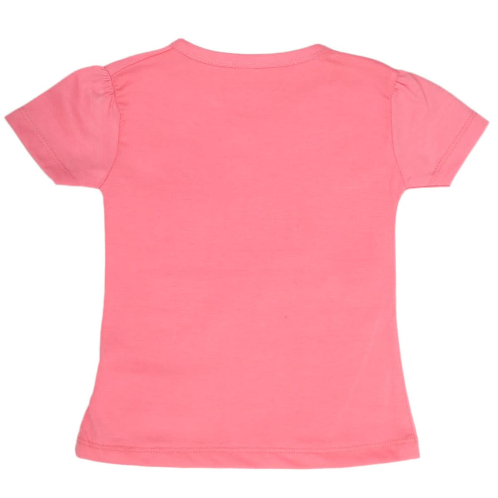 Girls Half Sleeves T-Shirt 9054 - Pink, Kids, Girls T-Shirts, Chase Value, Chase Value