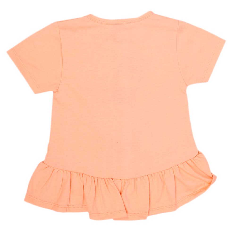 Girls Fancy Embroidered T-Shirt - Peach, Kids, Girls T-Shirts, Chase Value, Chase Value