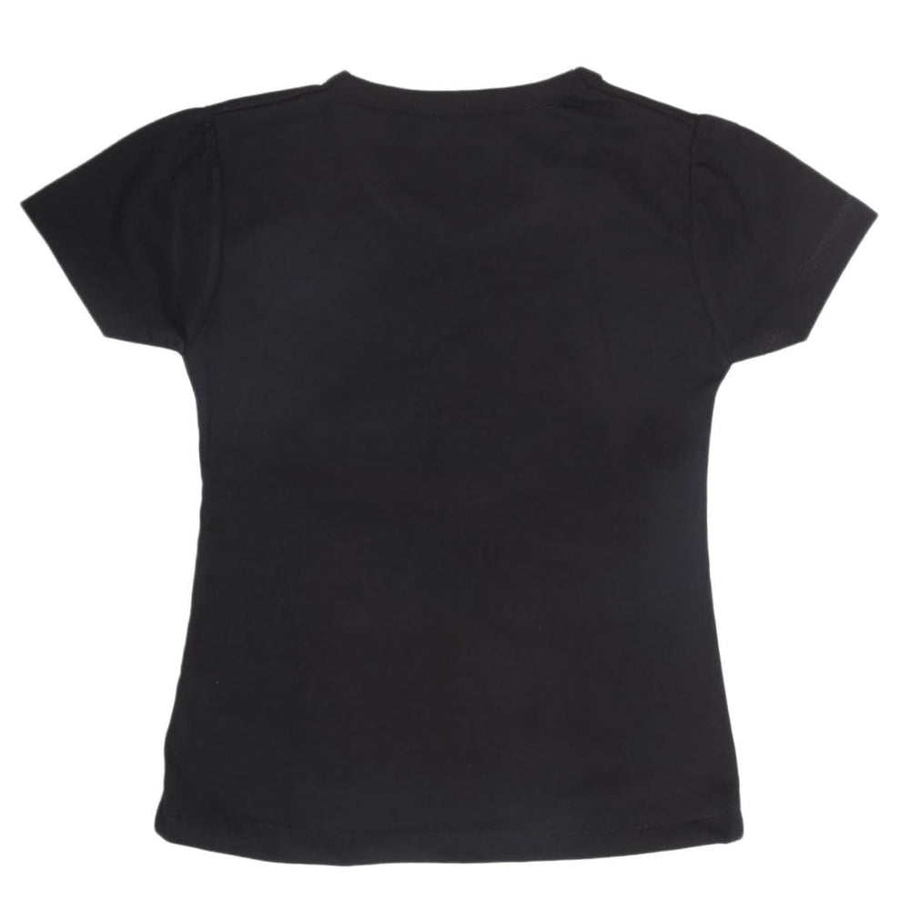 Girls Half Sleeves T-Shirt 9054 - Black, Kids, Girls T-Shirts, Chase Value, Chase Value