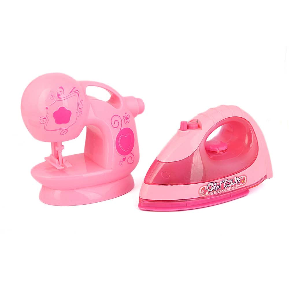 Family Iron & Sewing Machine Set For kid (7861) - Pink, Kids, Battery Operated Toys, Chase Value, Chase Value