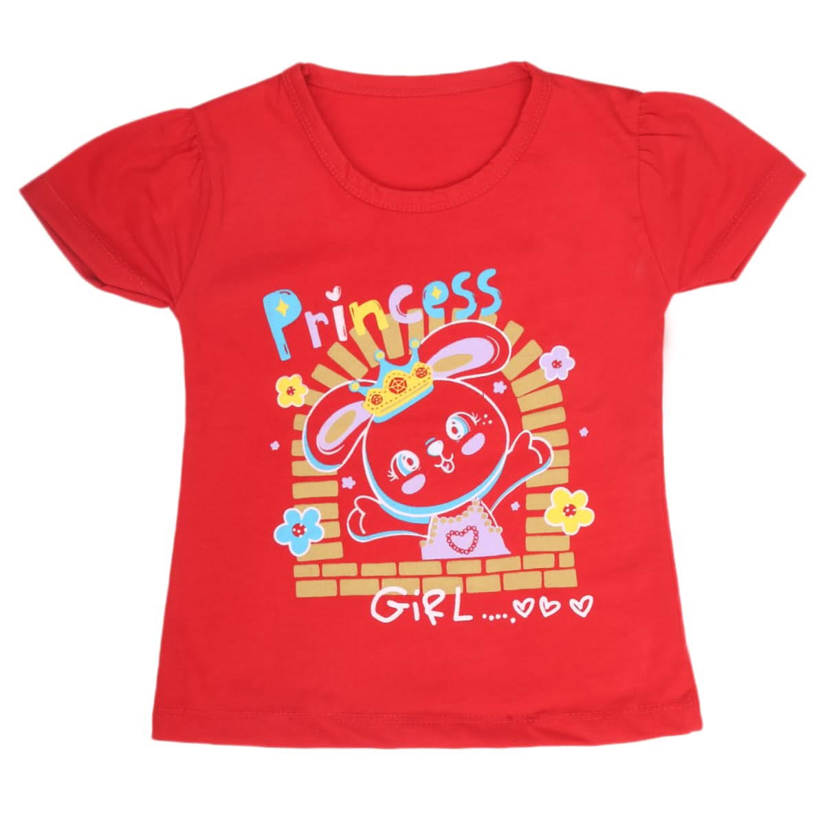 Girls Half Sleeves T-Shirt 9054 - Red, Kids, Girls T-Shirts, Chase Value, Chase Value