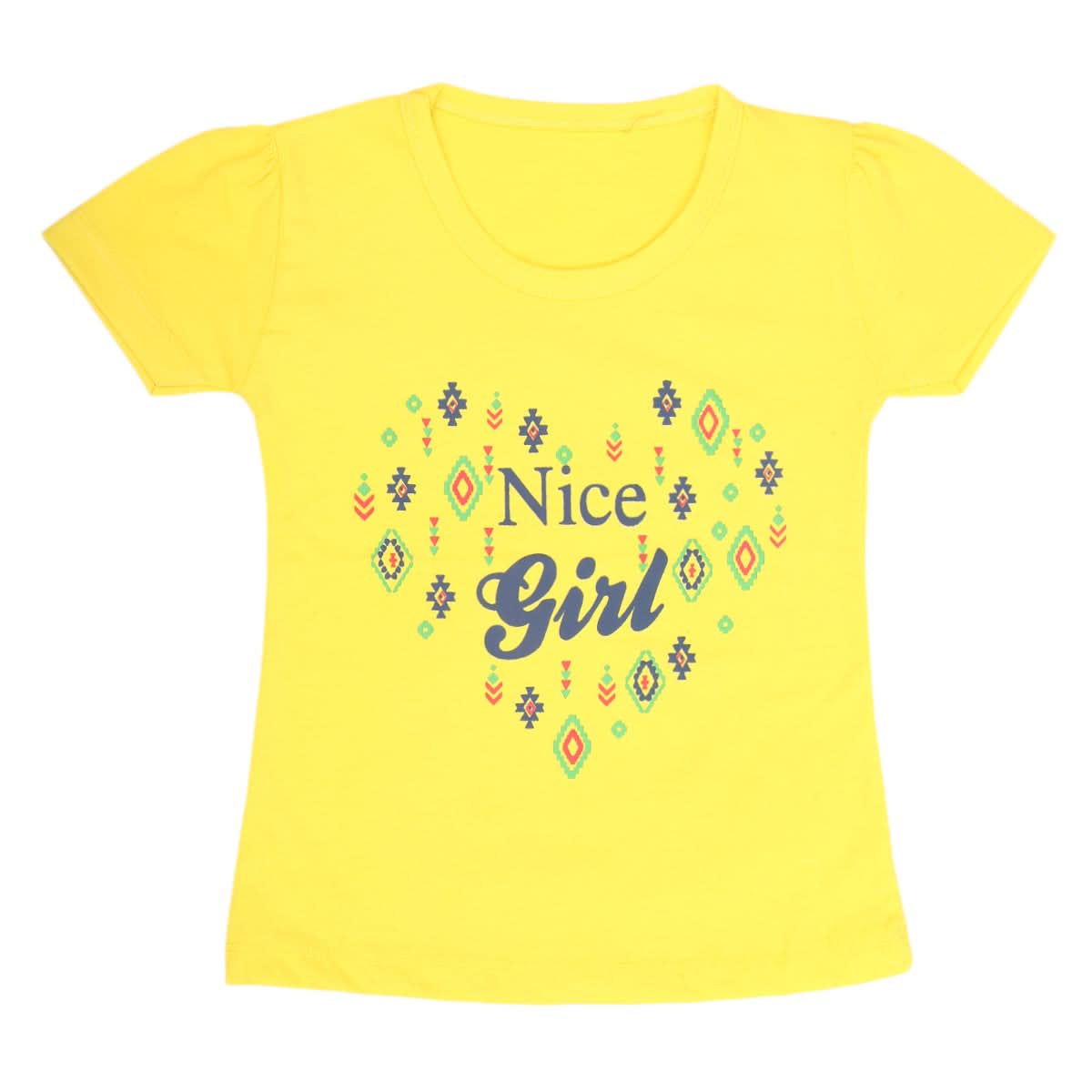 Girls Half Sleeves T-Shirt 9051 - Yellow, Kids, Girls T-Shirts, Chase Value, Chase Value