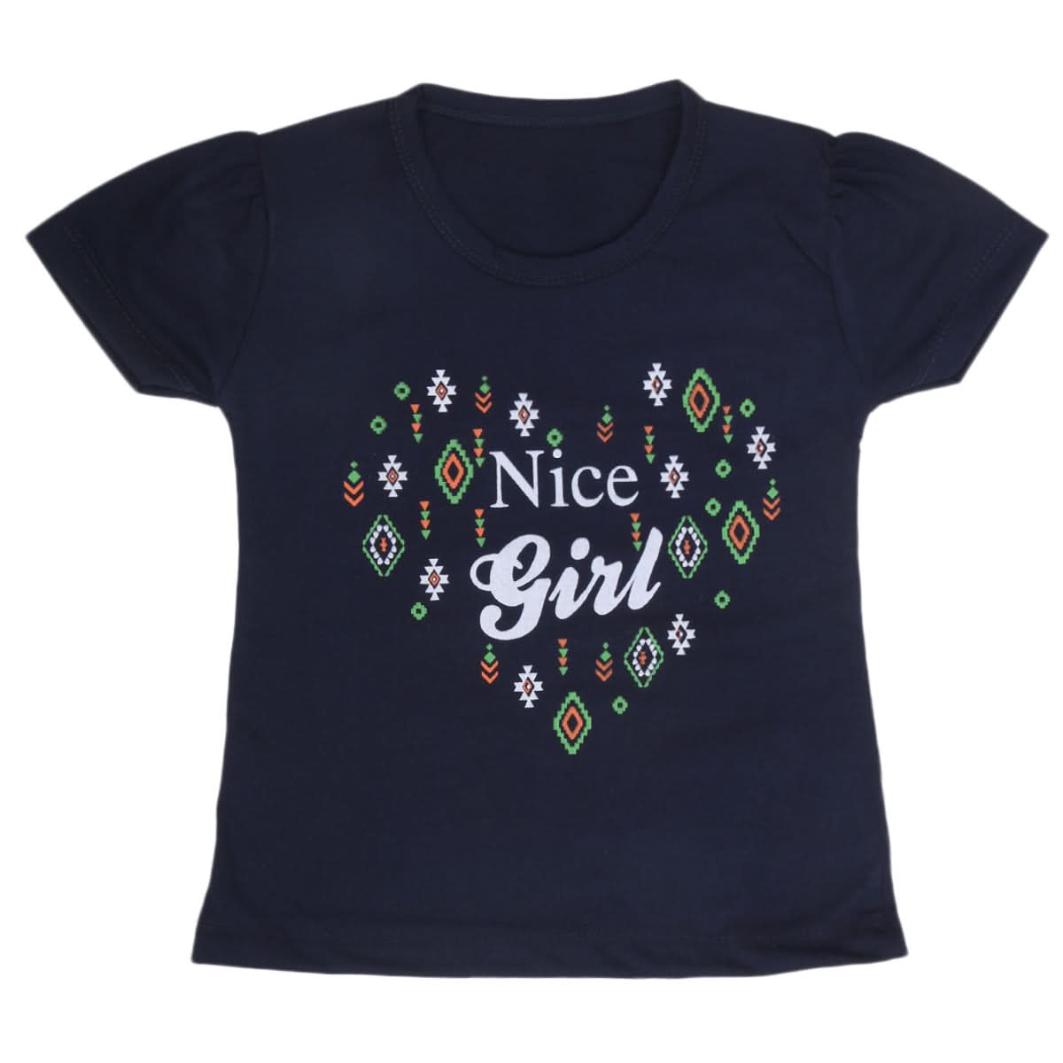 Girls Half Sleeves T-Shirt 9051 - Navy Blue, Kids, Girls T-Shirts, Chase Value, Chase Value