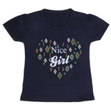 Girls Half Sleeves T-Shirt 9051 - Navy Blue, Kids, Girls T-Shirts, Chase Value, Chase Value