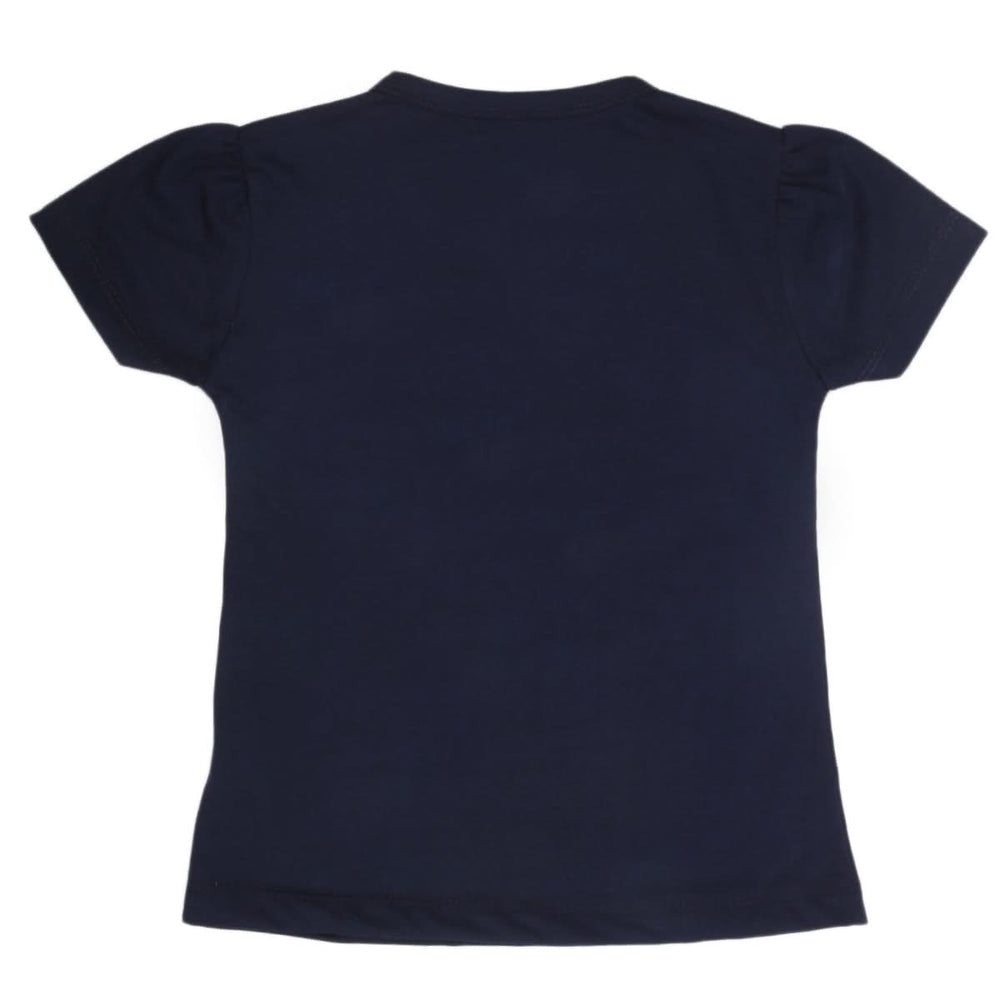 Girls Half Sleeves T-Shirt 9051 - Navy Blue, Kids, Girls T-Shirts, Chase Value, Chase Value