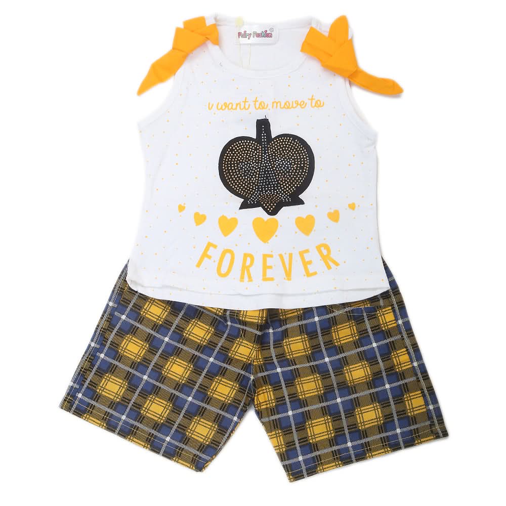 Girls Short Suit - Yellow, Kids, Girls Sets And Suits, Chase Value, Chase Value