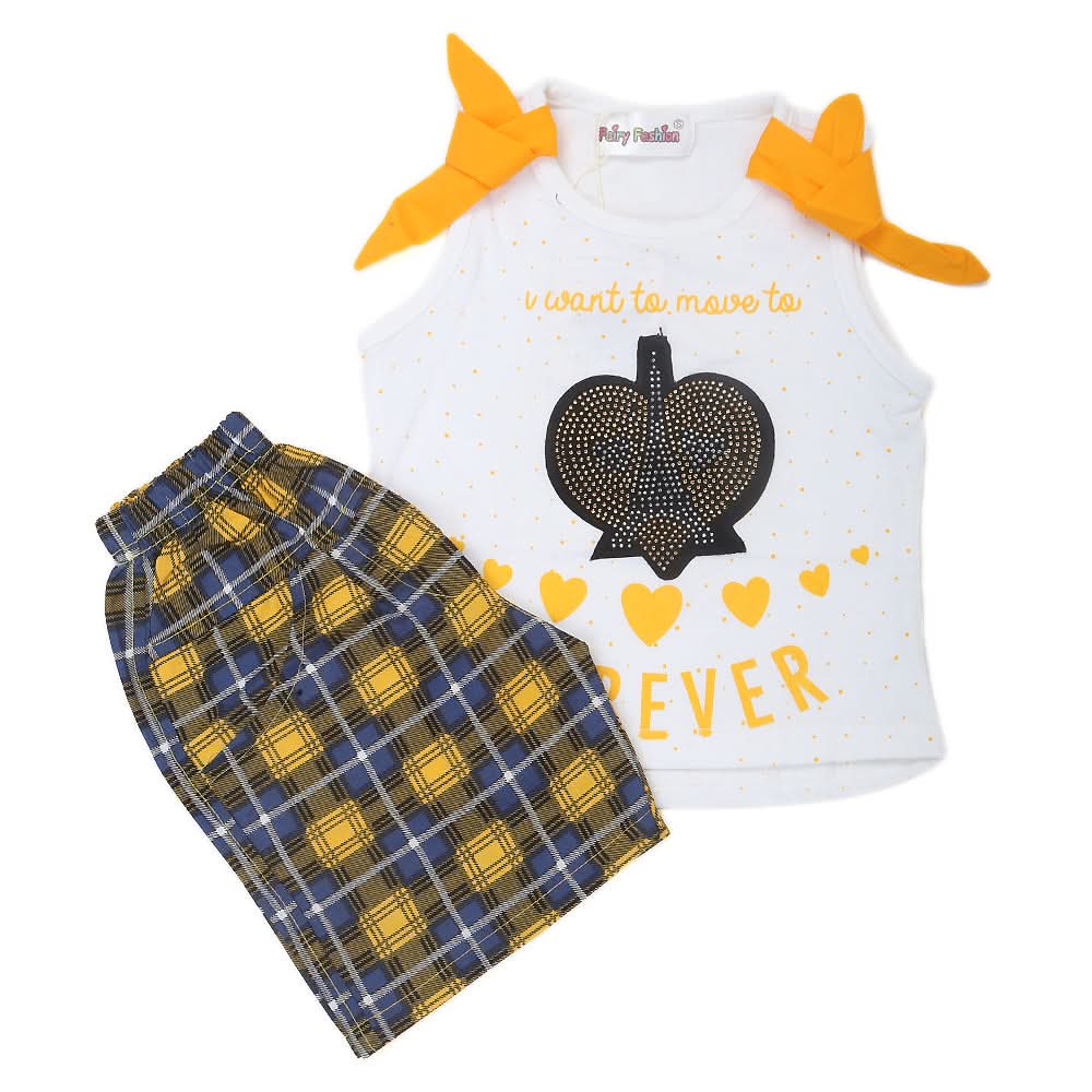 Girls Short Suit - Yellow, Kids, Girls Sets And Suits, Chase Value, Chase Value