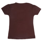 Girls Half Sleeves T-Shirt 9051 - Dark Brown, Kids, Girls T-Shirts, Chase Value, Chase Value