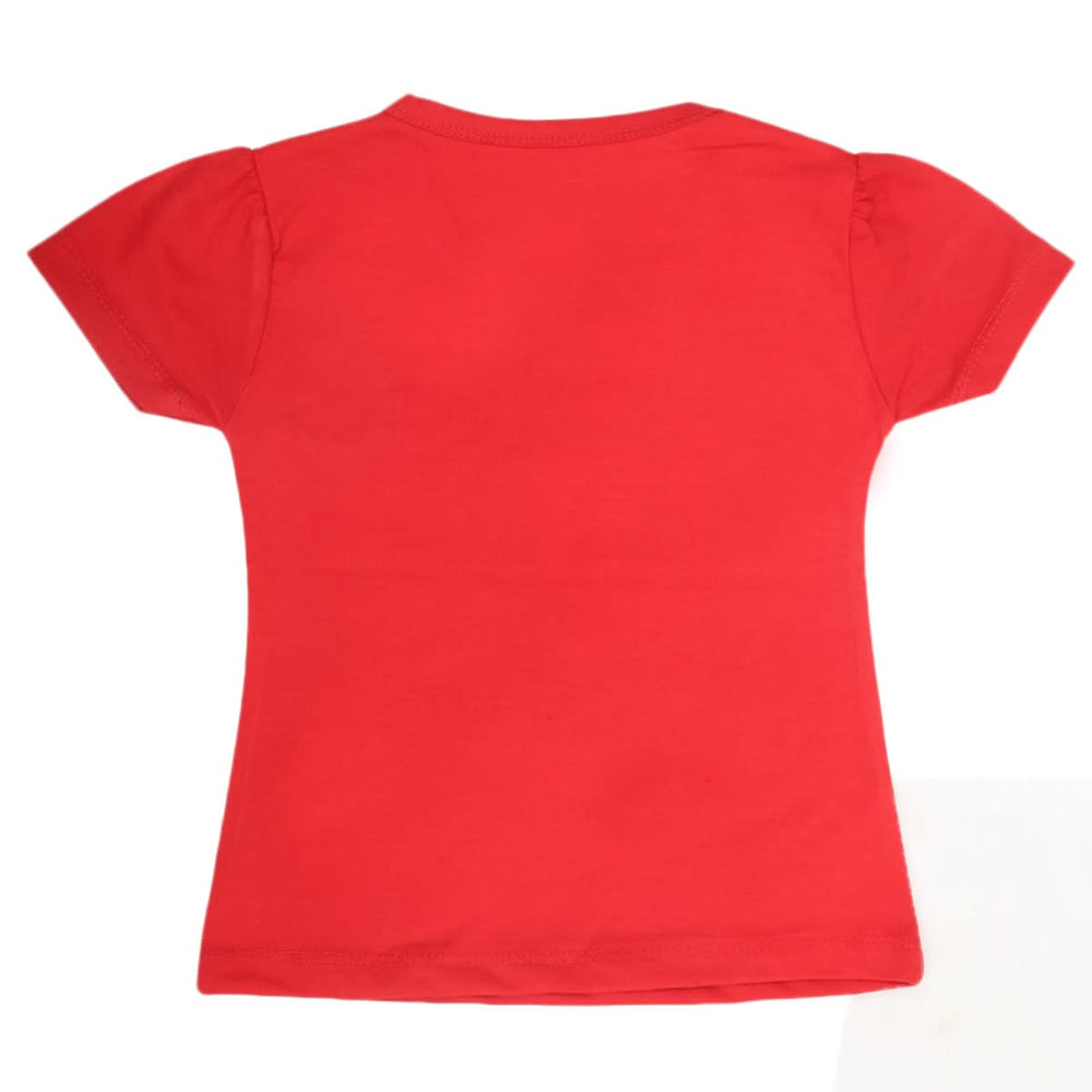 Girls Half Sleeves T-Shirt 9051 - Red, Kids, Girls T-Shirts, Chase Value, Chase Value